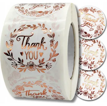 samolepka Samolepky na roli 500 ks zlacené DIY Thank You na samolepicí balíčky
