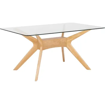 Jídelní stůl Skleněný jídelní stůl Somcasa Della 160 x 90 cm s dubovou podnoží