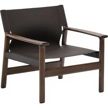 Křeslo Tmavě hnědé kožené křeslo Kave Home Jan