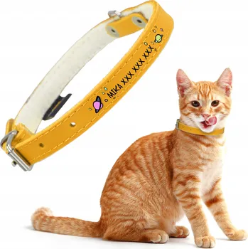 Obojek pro psa Žlutý kožený obojek pro psa 12mm/32cm DINO