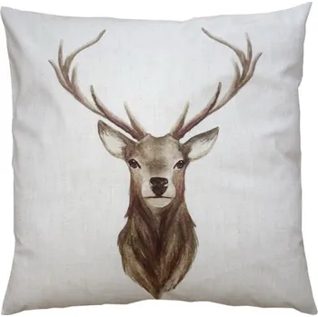 Dekorativní polštářek Béžový povlak na polštář s motivem jelena malovaným akvarelem – 45x45 cm