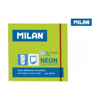 Karteczki neonowe Milan 75x75 mm zielone, 80 sztuk – (PL)