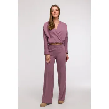 Dámské kalhoty B296 Kalhoty s širokými nohavicemi a předními švy - heather EU M