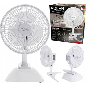 Domácí ventilátor Stolní ventilátor Adler WENTYLATOR WIATRAK STOJĄCY BIURKOWY Z KLIPSEM 150 mm