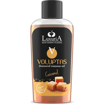 Intimní drogerie Luxuria Voluptas Caramel 100 ml, masážní gel s hřejivým efektem a příchutí karamelu