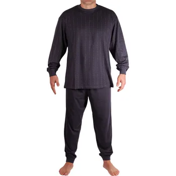 Pánské pyžamo Mojmír pánské pyžamo s náplety W-034C XL tmavě šedá