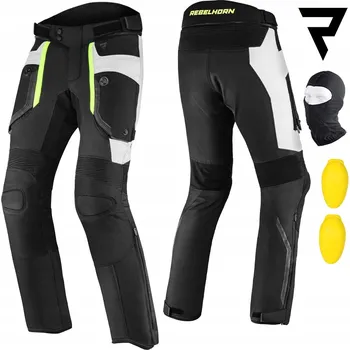 Moto bunda TEXTILNÍ KALHOTY REBELHORN BORG ČERNÁ/ŠEDÁ/ZÁŘIVĚ ŽLUTÁ L