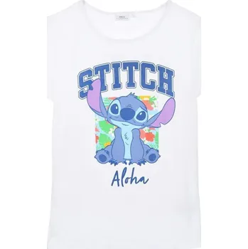 Bílé dětské bavlněné tričko s krátkým rukávem Stitch Velikost: 166 cm
