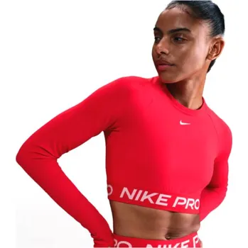 Dámské tričko Dámské tréninkové triko s dlouhým rukávem NIKE PRO-PRO DF 365 CROP LS-657-Red Červená XS