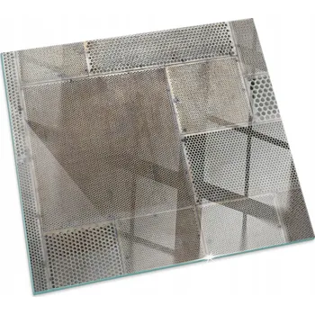 Obraz Skleněná podložka pod kamna s grafikou perforovaného plechu 60x60 cm