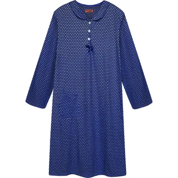 Body Liduška hřejivá noční košile pod kolena 6553 4XL tmavě modrá