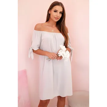 Dámské šaty Dámské viskózové šaty s vázáním na rukávech béžové UNI