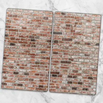 Obraz Skleněné kuchyňské desky z tvrzeného skla s ozdobnou grafikou – Rustikální cihla, 2 ks 30x52 cm