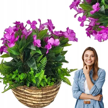 umělá květina Umělá Petúnie Pelargónie do Koše na Balkon Terasa - fialová