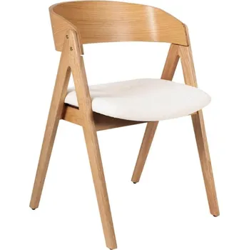 Jídelní židle Přírodní dřevěná jídelní židle Somcasa Rina s béžovým sedákem