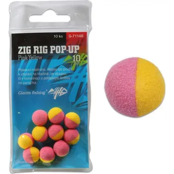 Boilies 10ks - Pěnová Nástraha Giants Fishing Zig Rig Pop-Up 10mm Řůžovo-žlutá