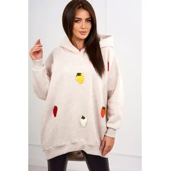 Dámská mikina Zateplená mikina s jahodovým motivem béžová melanž UNI