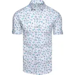 Bílá pánská vzorovaná košile s krátkým rukávem KX1039 Velikost: 3XL