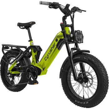 Elektrokolo Cyrusher Kommoda PRO celoodpružené elektrokolo Fatbike s nízkým rámem do města i do terénu zelené (Baterie LG 1040Wh)