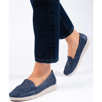 Dámské mokasíny Moderní mokasíny dámské modré bez podpatku 40