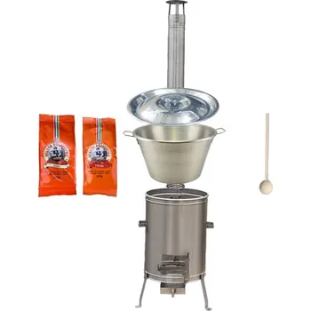 Kempingové nádobí Nerezový kotel 40 L + nerezová kotlina 45 cm LUX + paprikové koření na guláš + vařečka