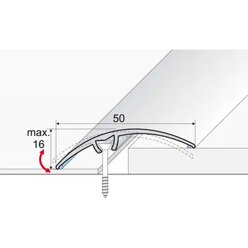 Stavební profil Profil Team Vzorek tvaru | Přechodový profil 50 mm, oblý - narážecí