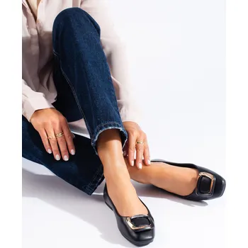 Dámské baleríny Luxusní dámské baleríny černé bez podpatku 37