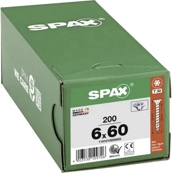 Vrut SPAX 1191010600605 R 88091 Senkkopf/T-STAR šroub do dřeva 6 mm 60 mm T-STAR plus ocel WIROX 200 ks