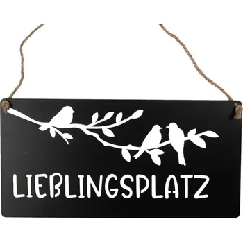 Plechová cedule Černá kovová cedule s průřezy Lieblingsplatz 30x15 cm