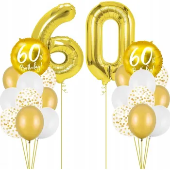 Party dekorace Balónková sada dekorace na 60. narozeniny šedesátiny, zlatá