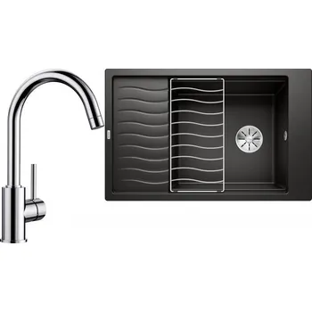 Granitový dřez Set RS Blanco Elon XL 6 S + Blanco Mida (černá + chrom)