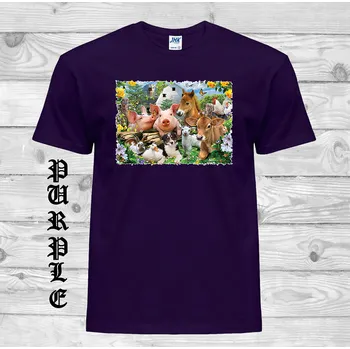 Dívčí tričko detske-levne-bavlnene-tricko-potisk-vedela-domaci-zviratka Barva: Purple - purpurová, velikost: 104