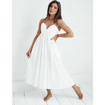 Dámská móda Bílé romantické midi šaty ELIENE EY2444 Velikost: L