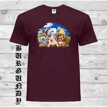 Dívčí tričko detske-levne-bavlnene-tricko-potisk-domaci-zviratka Barva: Burgundy - vínová, velikost: 104