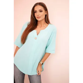 Kesi Włoski Dámská mušelínová košile s knoflíkem mincovna Kesi Włoski tyrkysová 3284047