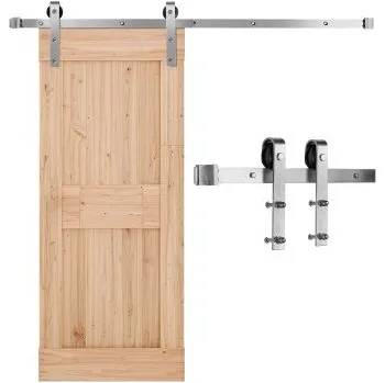 Nábytkové kování Sada kování pro posuvné dveře stodoly VEVOR 5FT, nosnost 330 LBS, kompatibilní s posuvnými dveřmi stodoly o maximální šířce 30 palců a tloušťce 1-3/8 až 1-3/4 palce, odolná kolejnice a váleček ve tvaru J, stříbrná