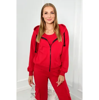 Dámská halenka Set 3 v 1 mikina + top + kalhoty červený UNI