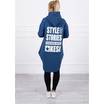 Zateplená mikina s dlouhými zády a kapucí, tmavě modrá UNI