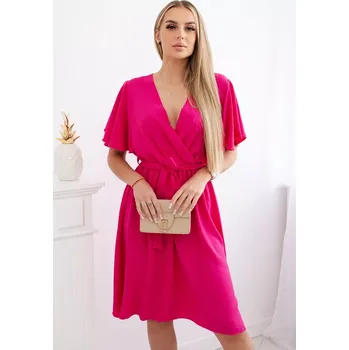 Dámské šaty Kesi Włoski Šaty s vrstveným výstřihem fuchsie Kesi Włoski červená 3226472