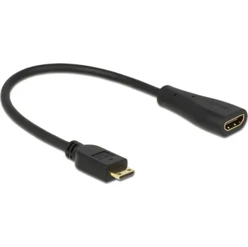Elektrická zásuvka Delock HDMI kabel Zástrčka HDMI Mini-C, Zásuvka HDMI-A 0.23 m černá 65650 pozlacené kontakty HDMI kabel