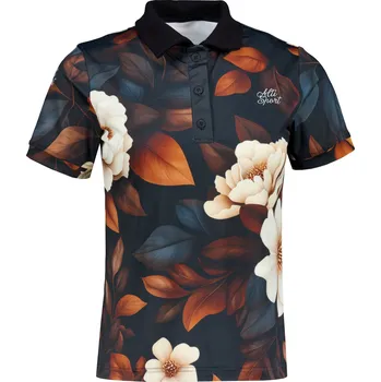 Dámské tričko Dámské funkční tričko s límečkem premium ALTISPORT VOJ/ALW097TR05 BÍLÁ-ORANGE-KVĚTY XXL