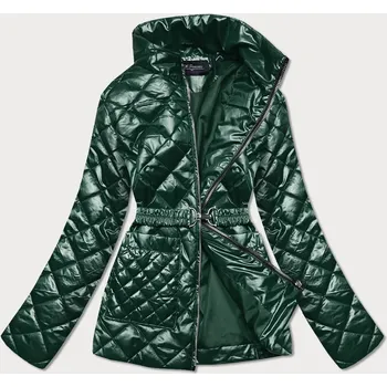 Tmavě zelená prošívaná dámská bunda s páskem (BH2208) odstíny zelené S (36)