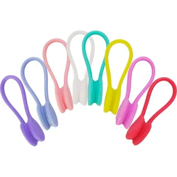 Stahovací páska Vyrobce Magnetické silné silikonové stahovací kroužky pro opakované použití, multibarevné, 8 ks v balení