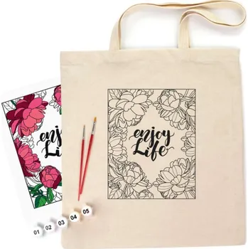 kreativní sada Malování podle čísel na textil – kreativní taška Pivoňky