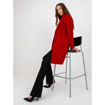 Dámský kabát Coat-TW-PL-BI-7372.18-dark red Och Bella tmavě červená 3295931