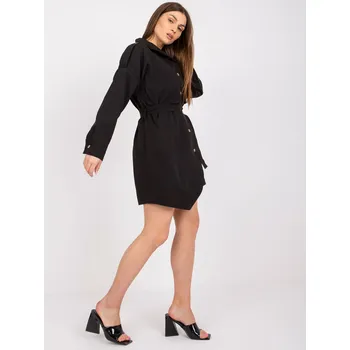 Oblečení a móda Černé košilové šaty s páskem RUE PARIS černá 3293989