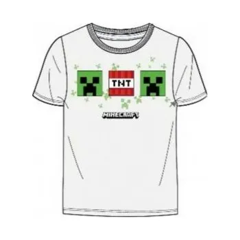 Chlapecké tričko Fashion UK - Chlapecké bavlněné tričko s krátkým rukávem Minecraft TNT - bílé 146
