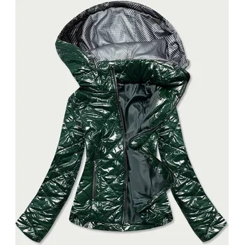 Lesklá dámská bunda v lahvově zelené barvě (BR9756-10) odstíny zelené 52