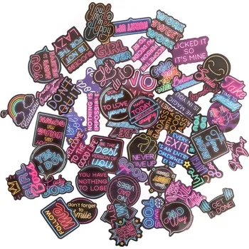 samolepka DP Craft Vinylové samolepkytexty 5-8cm, 50ks neonové