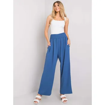 Oblečení a móda Trousers-RO-SP-8012.91P-dark blue RUE PARIS modrá 3292341